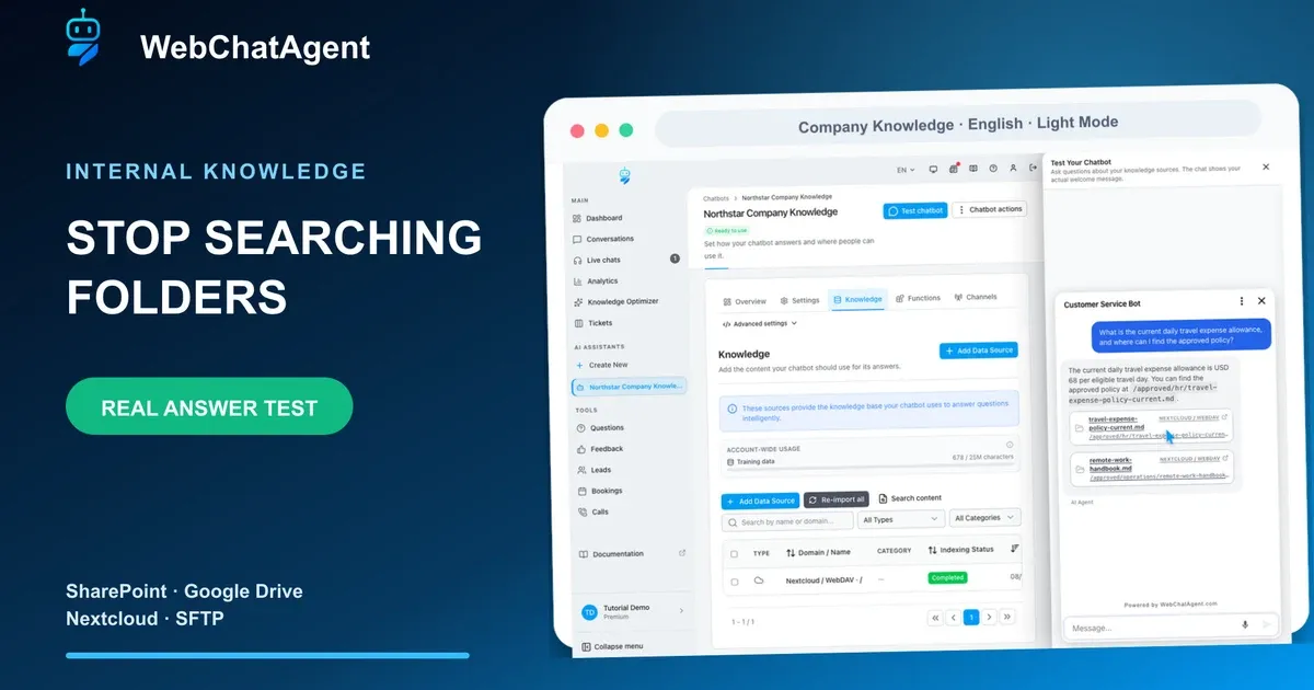 Internal knowledge base chatbot: search company files with AI