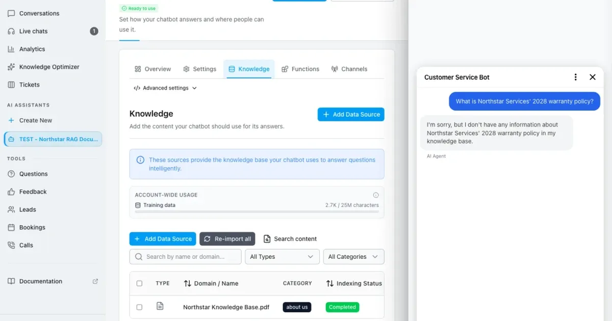 RAG chatbot knowledge base: prepare company documents