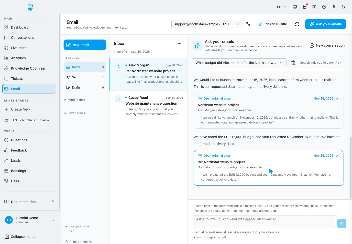 Interfaccia WebChatAgent che mostra la verifica sull'effettivo accordo per la data di lancio