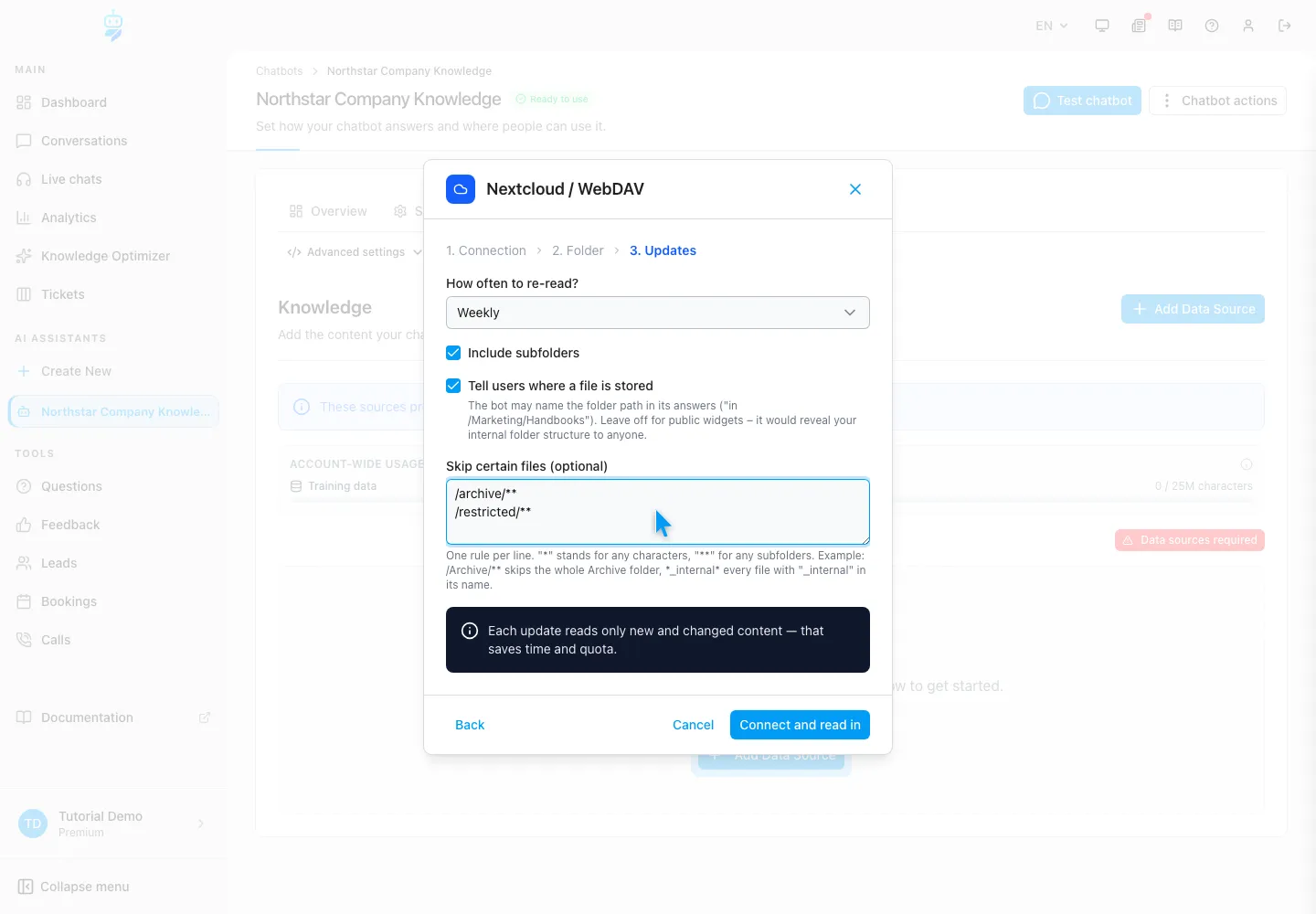 WebChatAgent interface showing set synchronization and exclusion guardrails