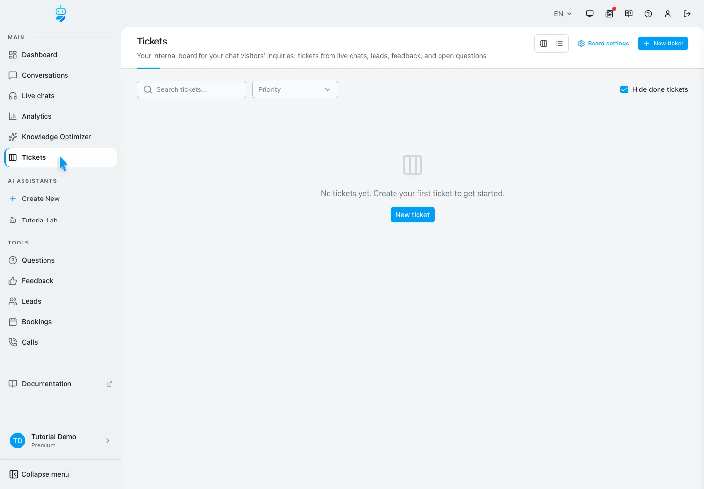 WebChatAgent interface showing coordinate work with tickets