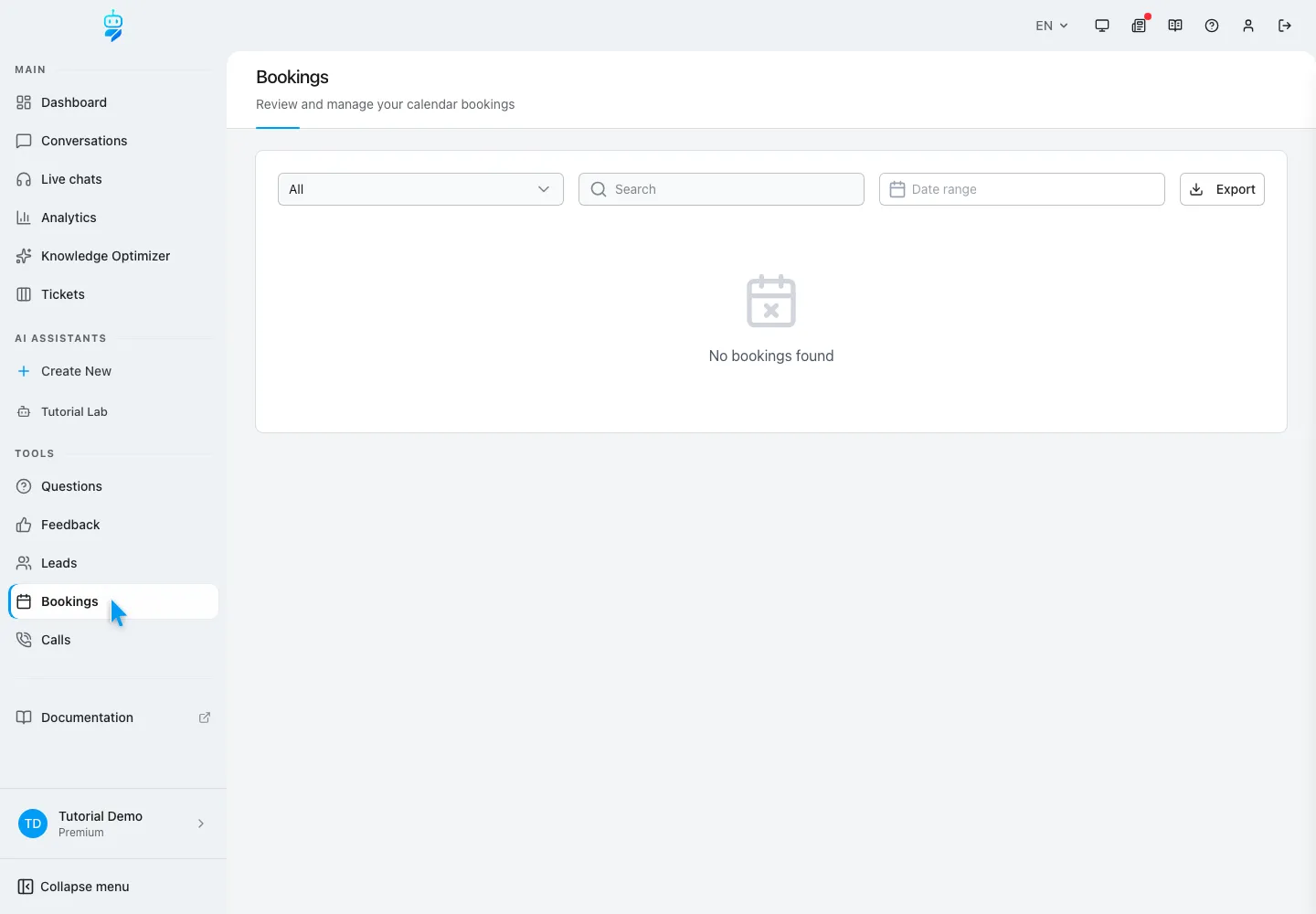 WebChatAgent interface showing review bookings