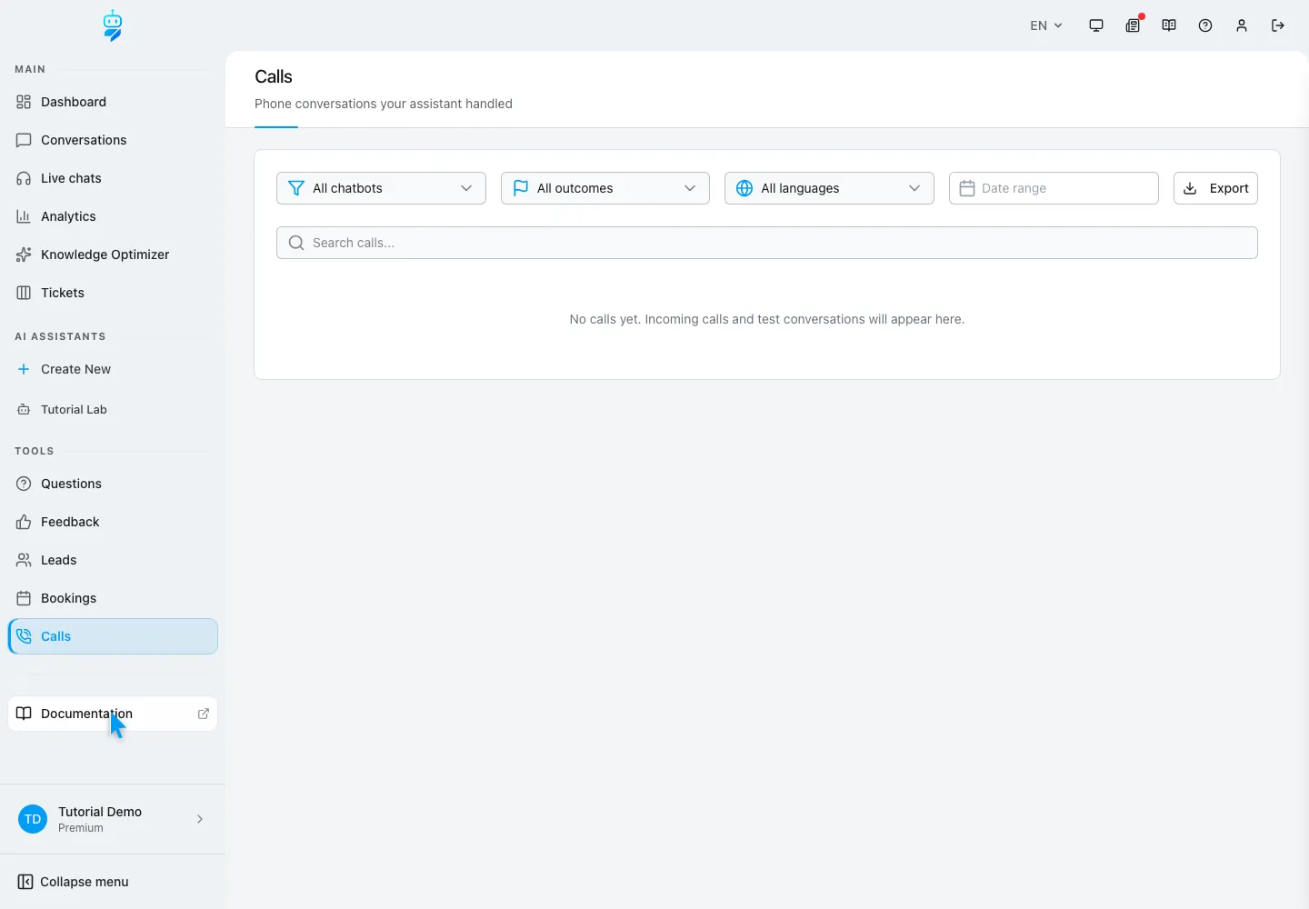 WebChatAgent interface showing open documentation