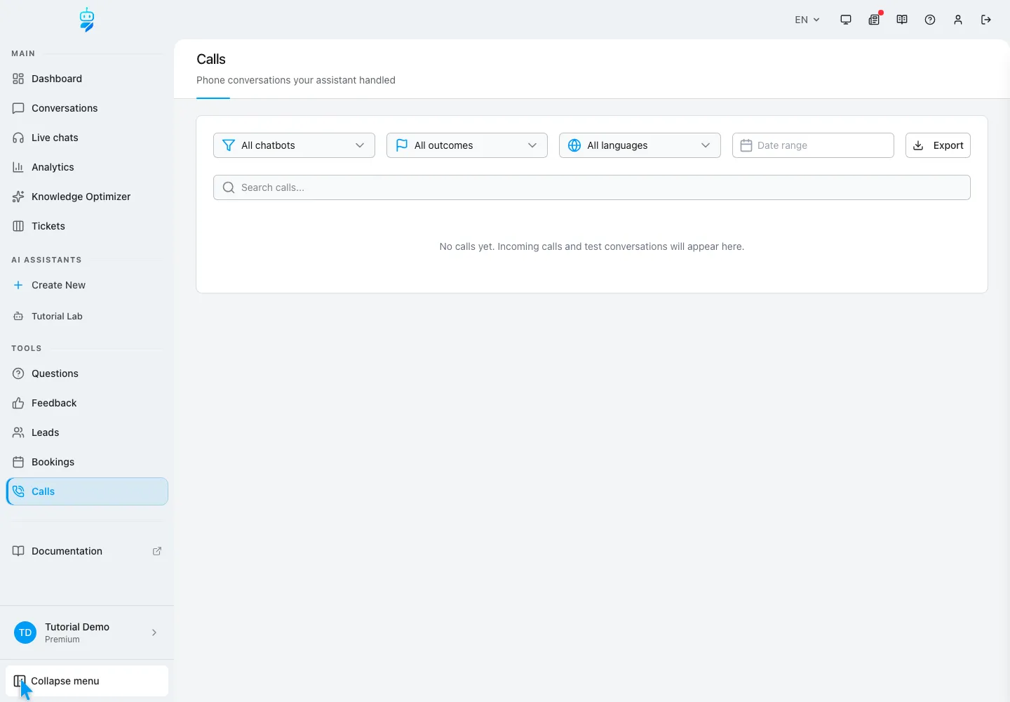 WebChatAgent interface showing collapse or expand the sidebar