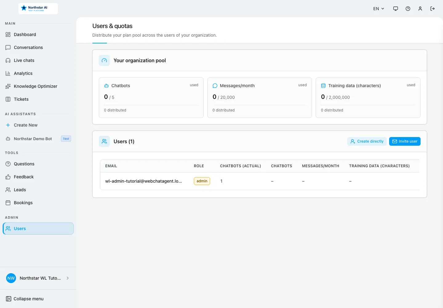 Interface WebChatAgent montrant le retour, la révocation du client de démo et la restauration de chaque modification