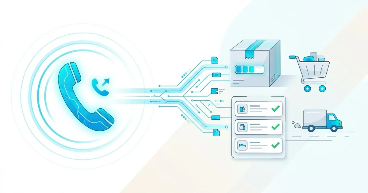 KI-Telefonassistent beantwortet Support-Anrufe für einen Online-Shop und greift auf Bestelldaten und Sendungsverfolgung zu