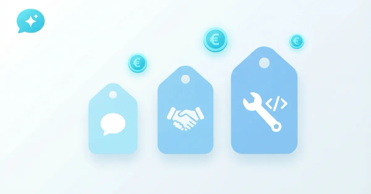 Three price tags for the three ways to get a chatbot: SaaS subscription, agency project and in-house build