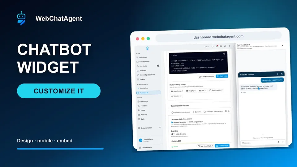 How to customize an AI chatbot widget and embed it