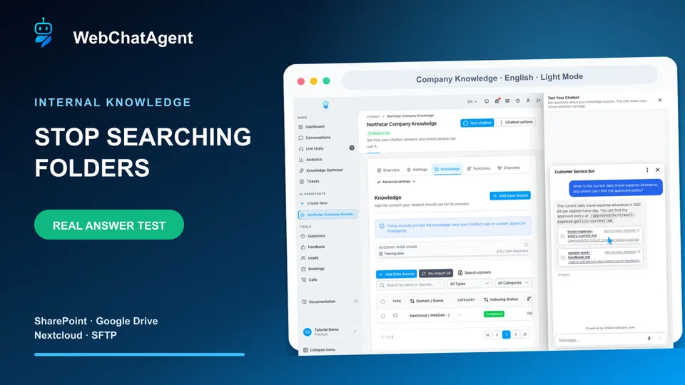Internal knowledge base chatbot: search company files with AI