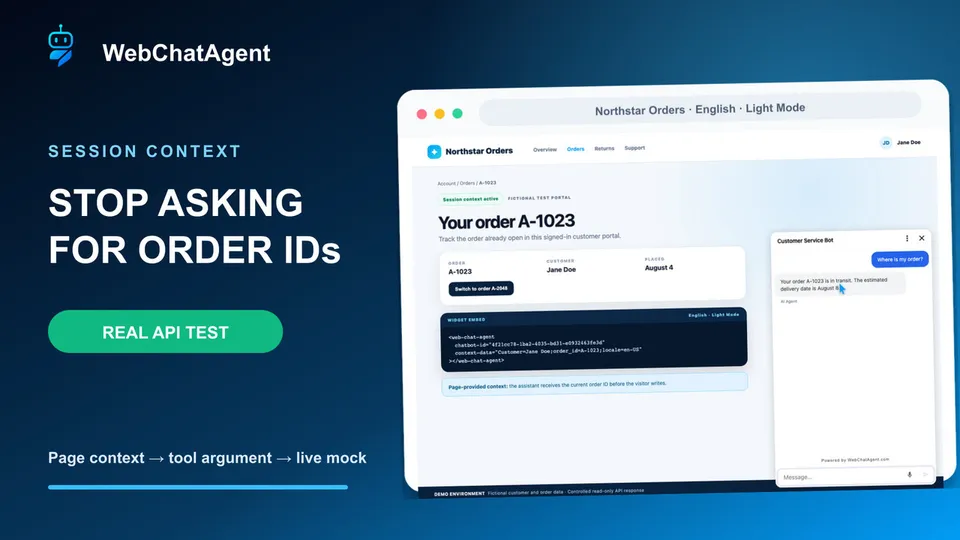 Pass customer context to an AI chatbot for ecommerce