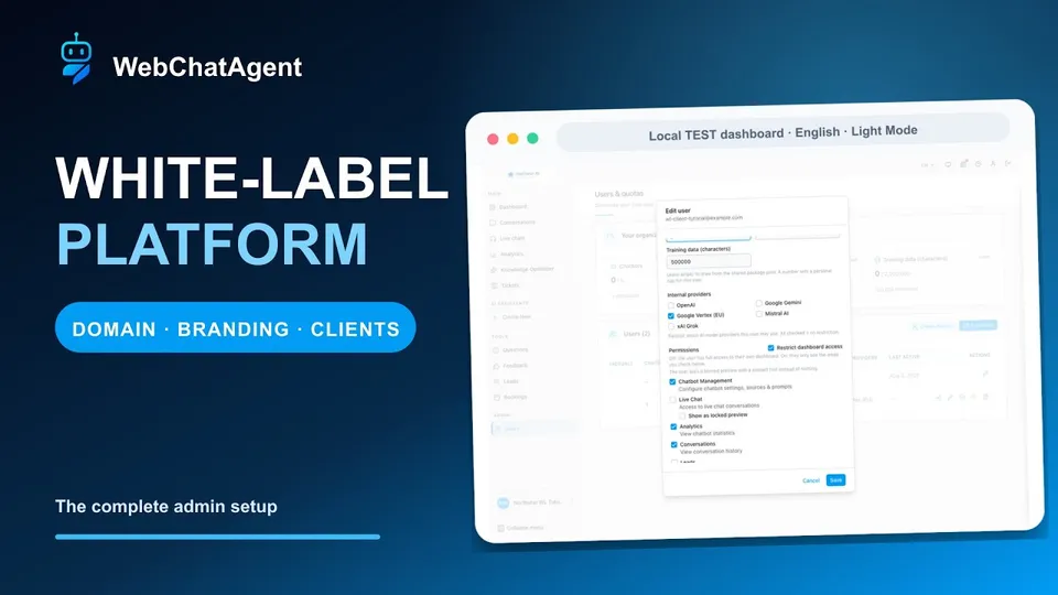 How to set up a white label chatbot platform as an admin