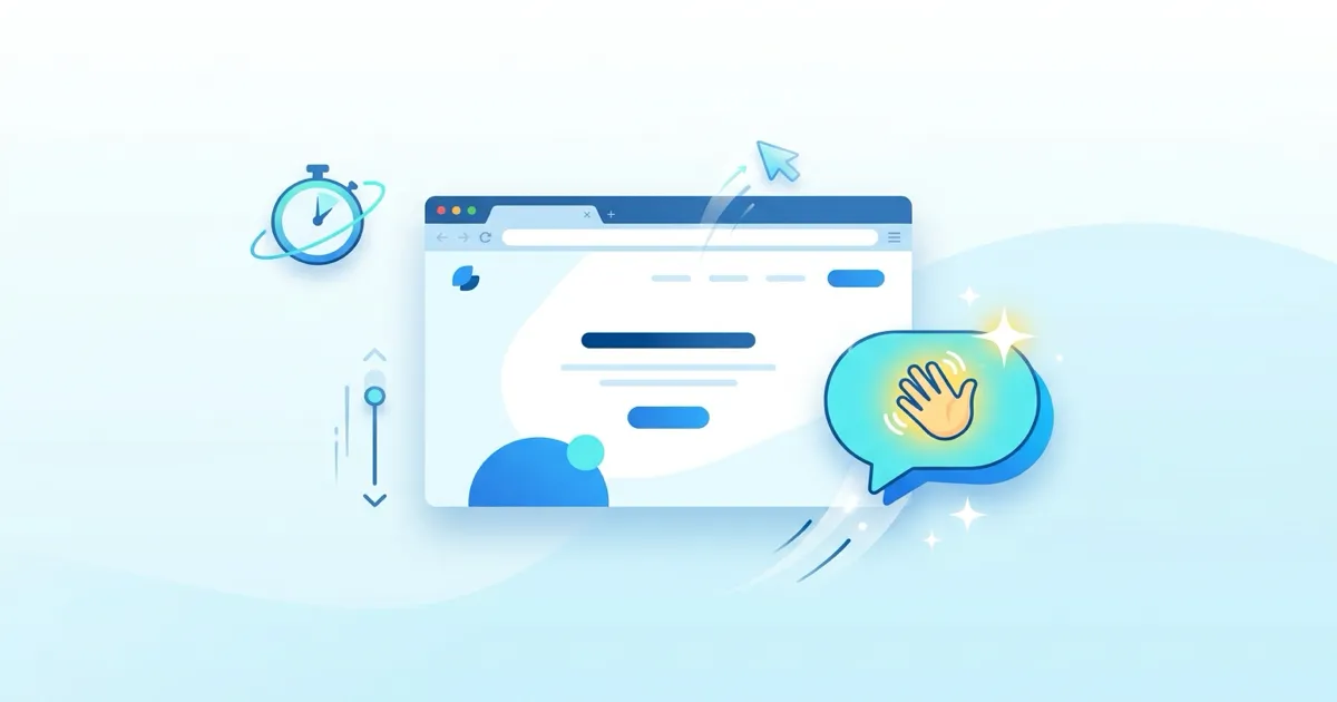 Proaktive Chat-Sprechblase erscheint, während ein Cursor die Seite verlassen will