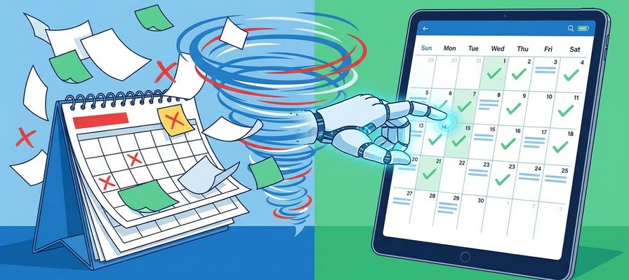 Chaotic calendar vs organized automated schedule
