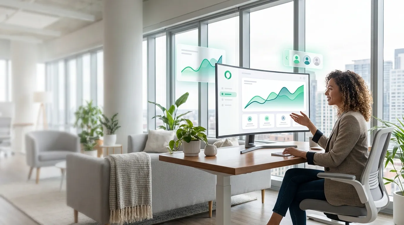 Agency owner managing a fully branded white-label chatbot dashboard with recurring revenue growing